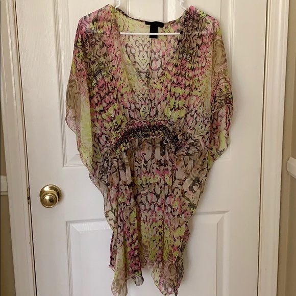 STEVE MADDEN Women’s Green and Pink Swim Cover Up Size M/L EUC - Picture 1 of 6